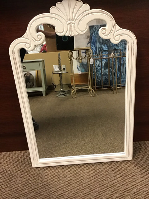 24"x36" White Baroque Mirror