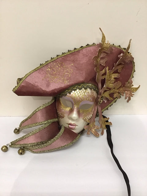 Pink Velvet Full Face Italian Party Mask