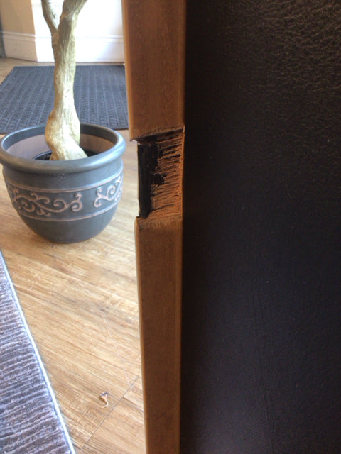 AS-IS Wood & Leather Wrapped Credenza
