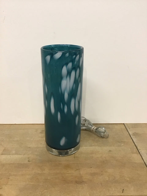 Art Glass Aqua/White Uplight Lamp