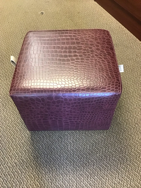 Faux Croc Cordovan Leather Ottoman
