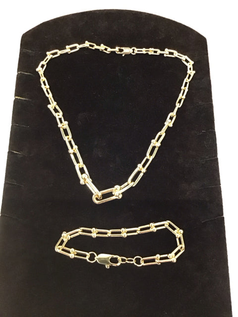 Tiffany Style Gold Hardware Necklace & Bracelet
