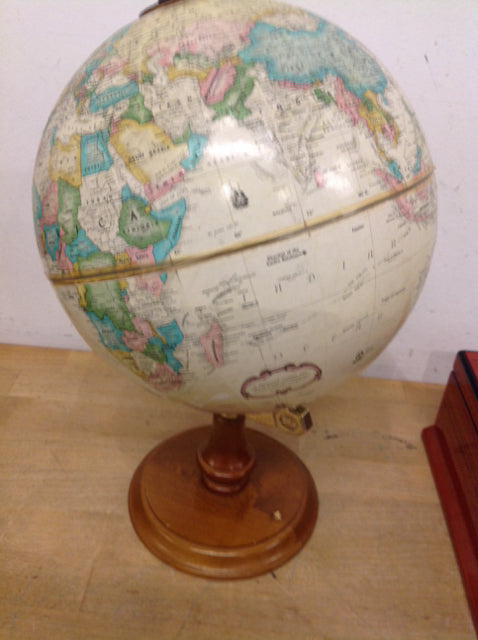 9" World Globe On Wood Stand