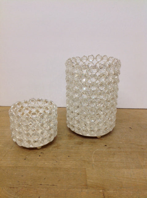 3"&6" Clear Beaded Round Candle Holders