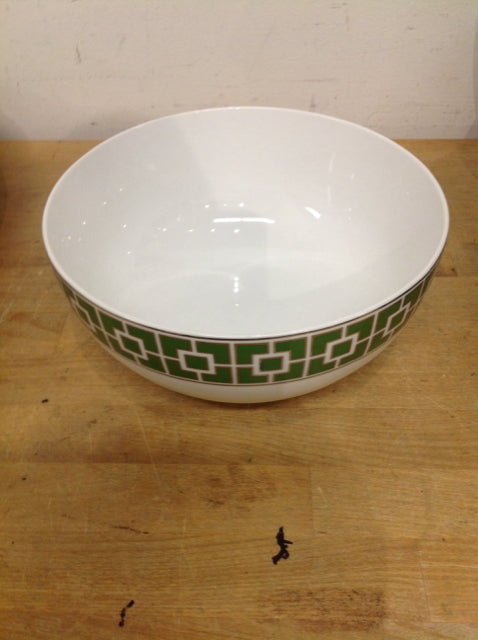 Bowl- 9" Jonathan Adler White & Green Key