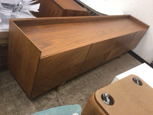 106" X 20" Walnut Four Door Gold Leg Credenza