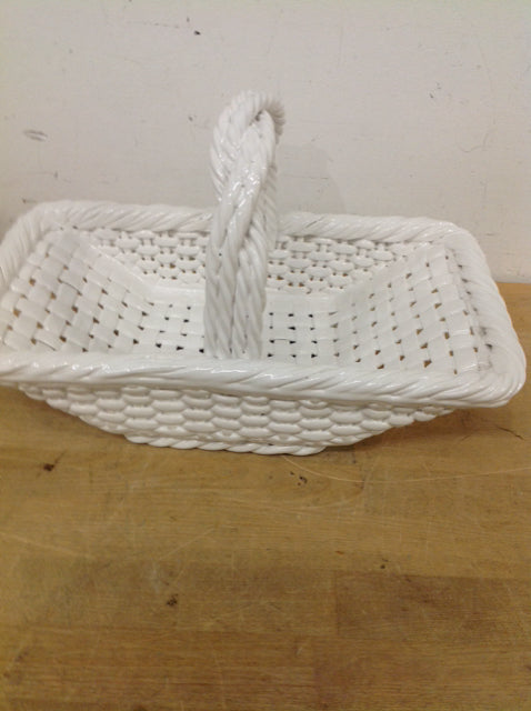 Basket- 14" Portugal White Ceramic