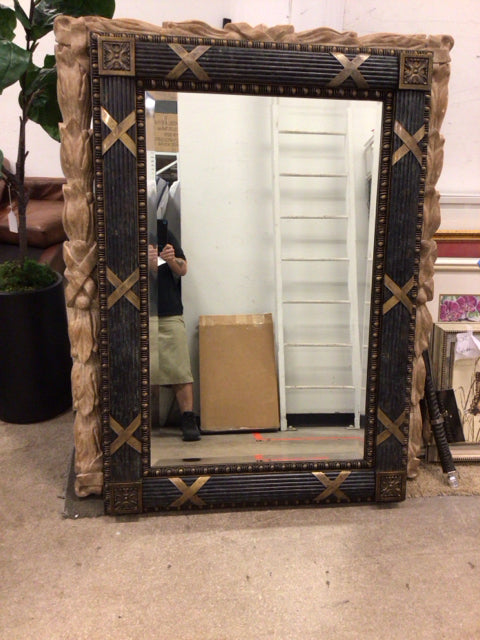 42 1/8" X 60 3/8" La Barge Bamboo Framed Beveled Mirror