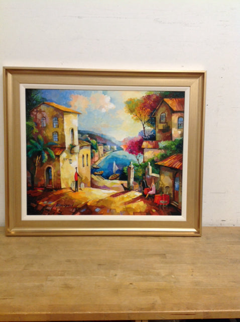 37x31 Framed "Harbour Mornings 3" Alexander Grinsphun S/N