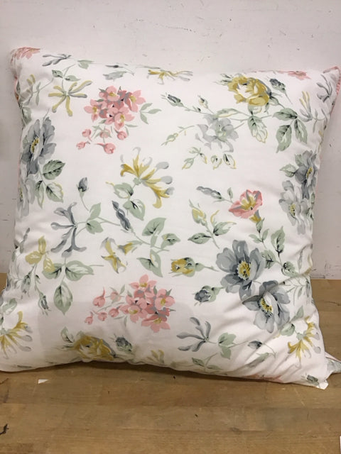 26" White Floral Pillow