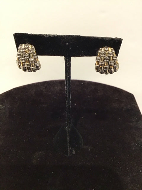 Gold Earrings w/Silver Wire Wrap