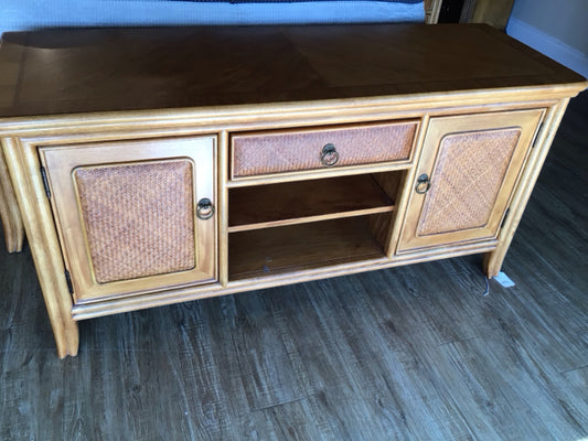 American Drew Wicker Style One Drawer/Two Door Media Cabinet