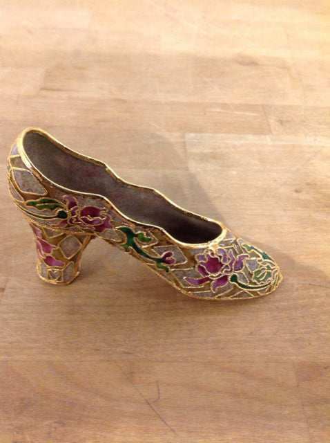 5" Light Green Lavender & Gold Shoe Trinket