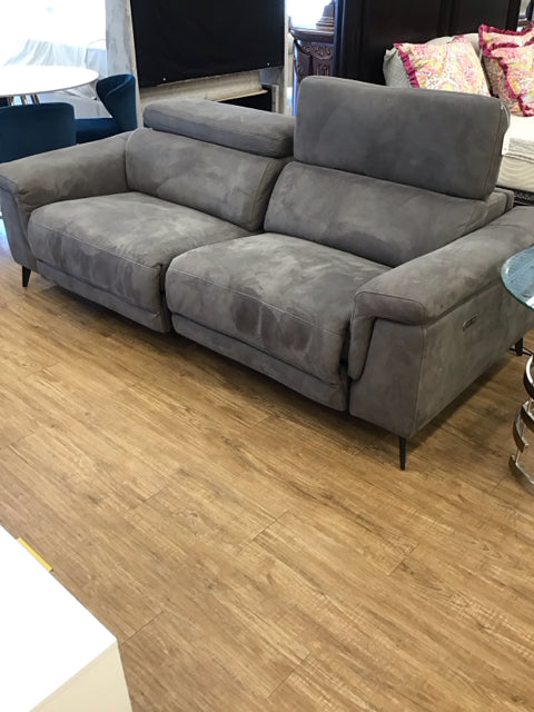 Gray Suede Reclining Sofa