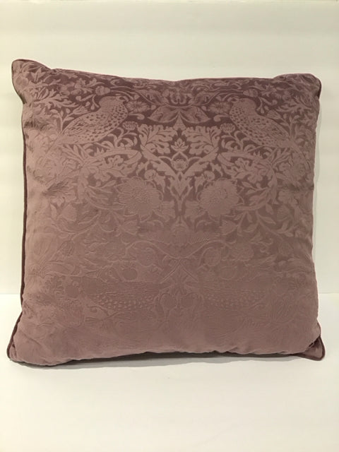 Lavender Pillow w/Velour Floral/Bird Design