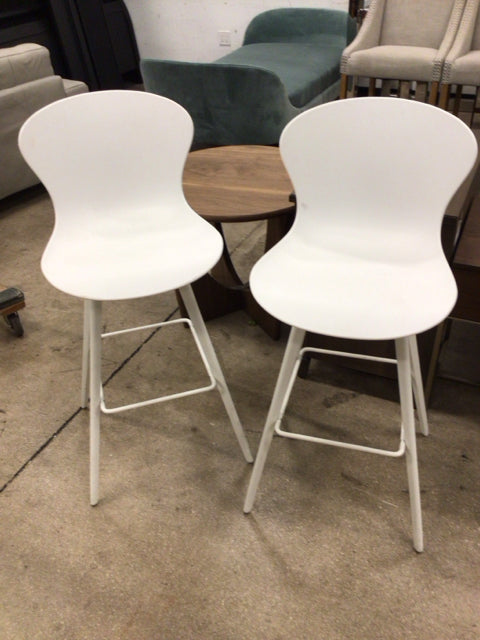Pair Of Bo Concept Adelaide White Bar Stools