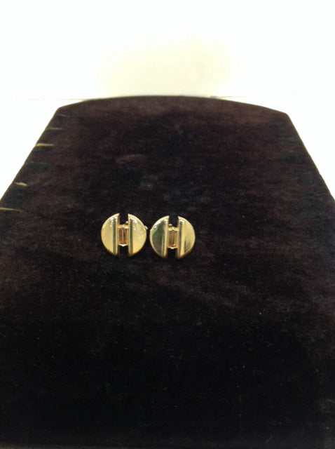 Gold Cufflinks w/Brown Crystal