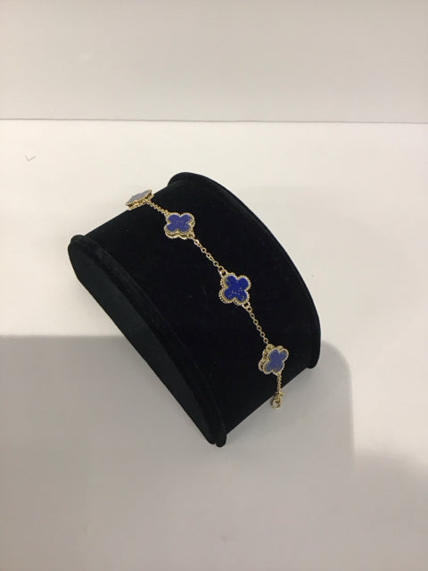 Van Cleef Style Gold/Lapis Lazuli Bracelet