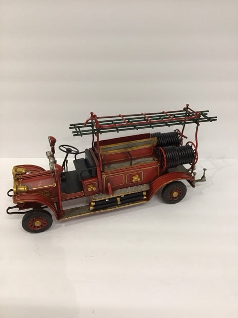 18" Vtg Metal Fire Truck Table Decor