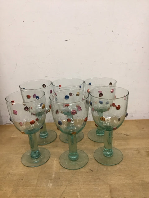 Set Of 6 Multi Dot Glasses