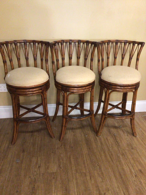 Set Of 3 Tommy Bahama Island Estate South Beach Swivel Bar Stools