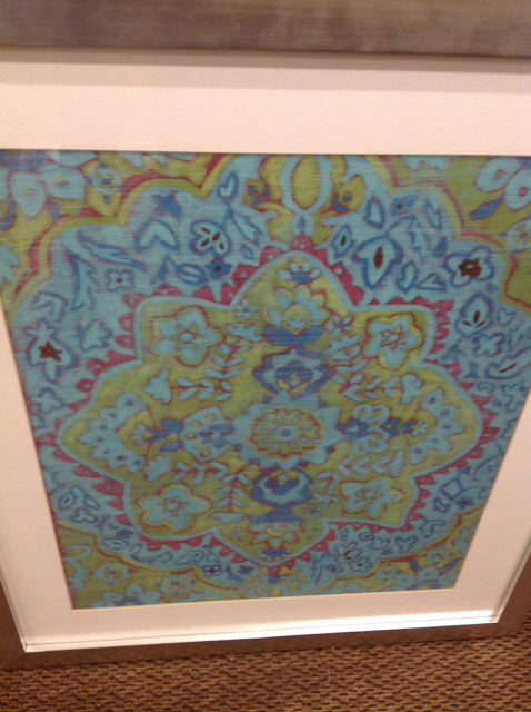 28" X 34" Aqua Medallion Print