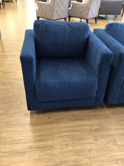 Ashley Furniture Blue Fabric Swivel Arm Chair