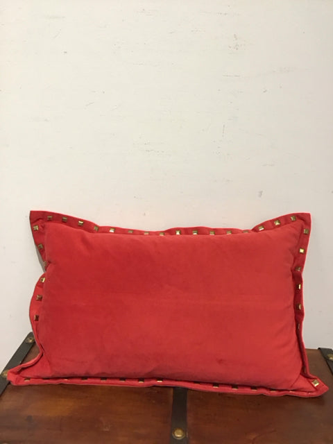 20"x12" Red Velvet Gold Studded Down Filled Pillow