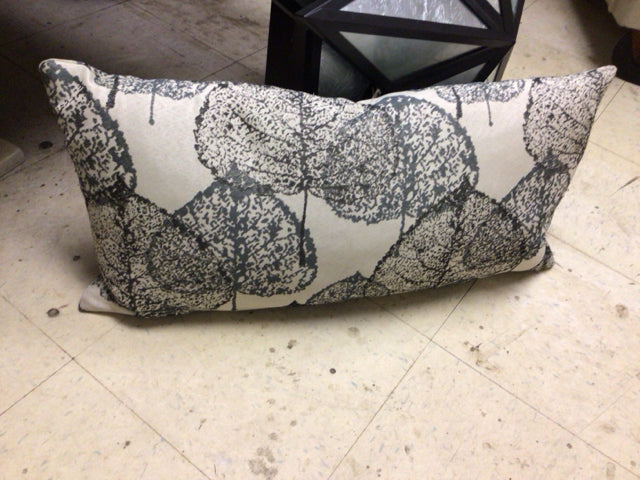Grey Leaf Pattern Lumbar Pillow