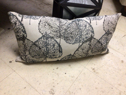 Grey Leaf Pattern Lumbar Pillow