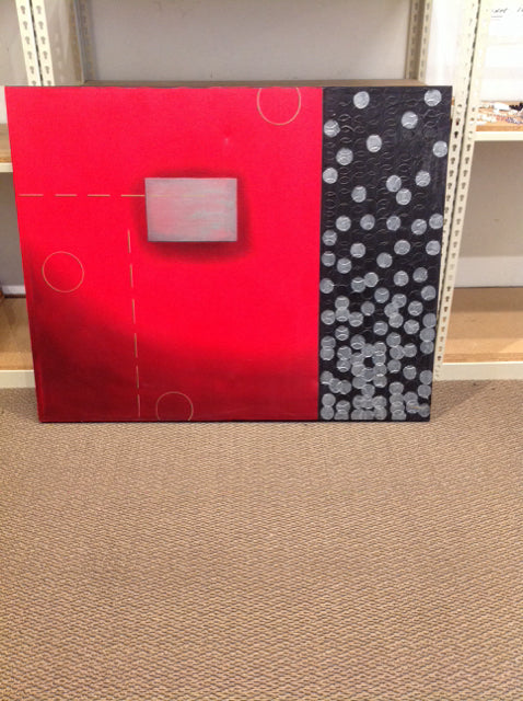 50x40" Red/Black Abstract on Canvas