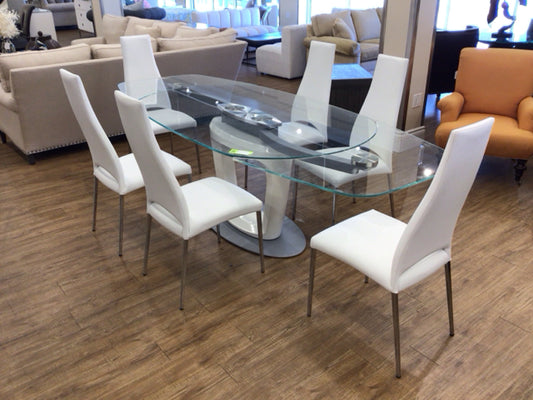 Calligaris Orbital Curved Extendable Dining Table W/6 Chairs