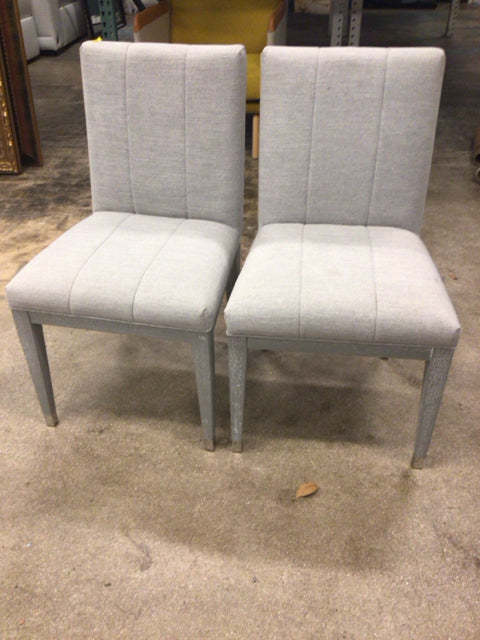 Pair Of Grey Fabric Dining Chairs