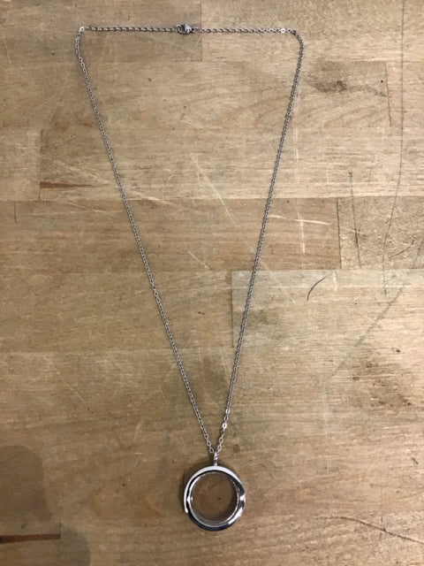 Eafy Mens Silver Circle Pendant Necklace