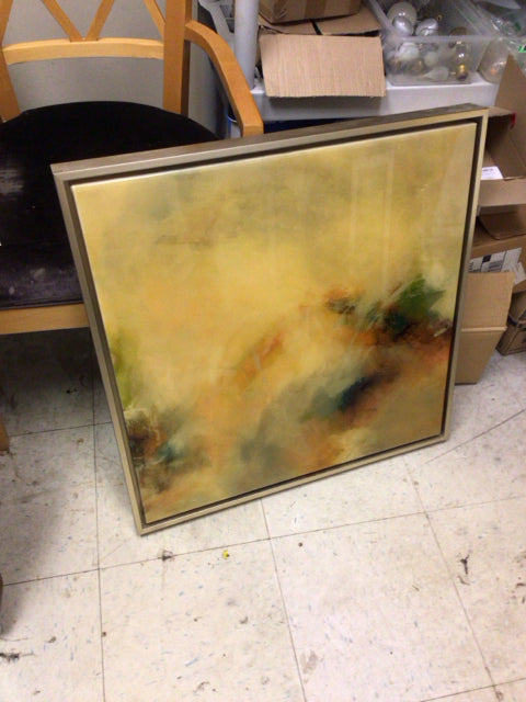25 1/2" Gold Framed Lacqured Abstract Print