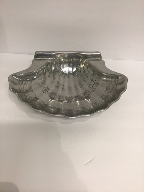 12" Silver Metal Shell Shaped Bowl