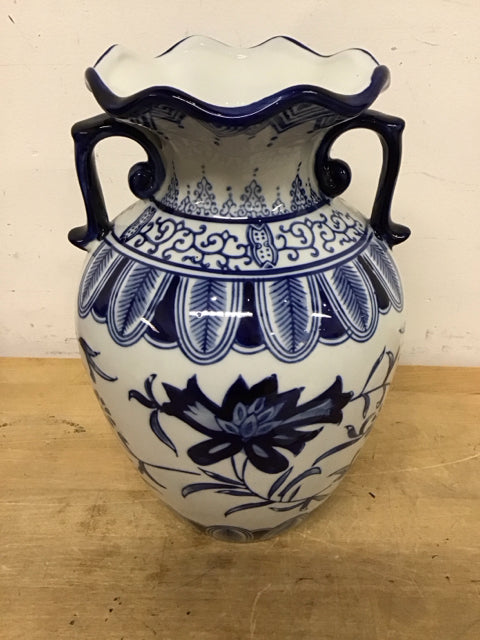 12"  Blue & White Chinoiserie Vase/Urn
