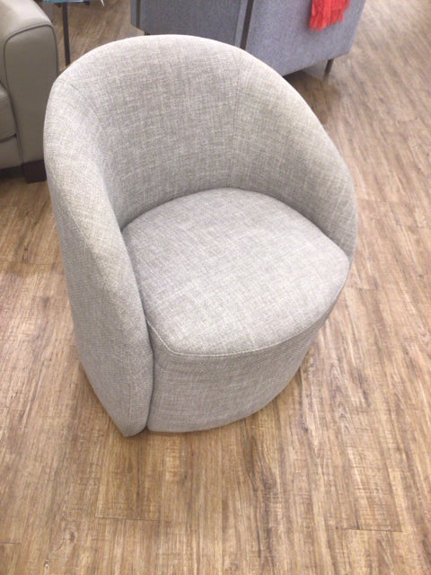 Beige Cuved Back Fabric Swivel Chair