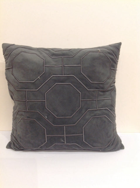 Grey Pillow w/Geometric Design