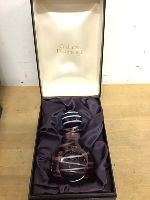 5.5" Caithness Purple Swirl Glass Perfume Bottle W/Top
