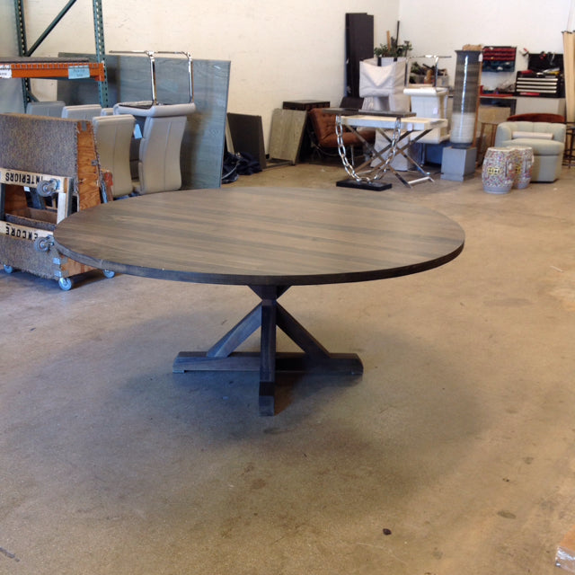 72" Rd Custom Weathered Wood Table