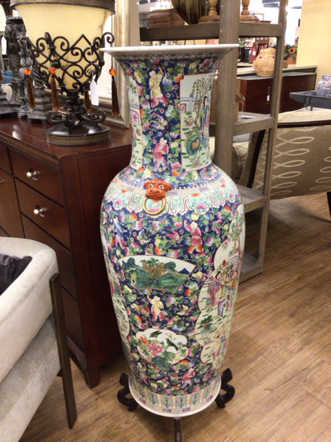 47" Asian Floor Vase w/Stand