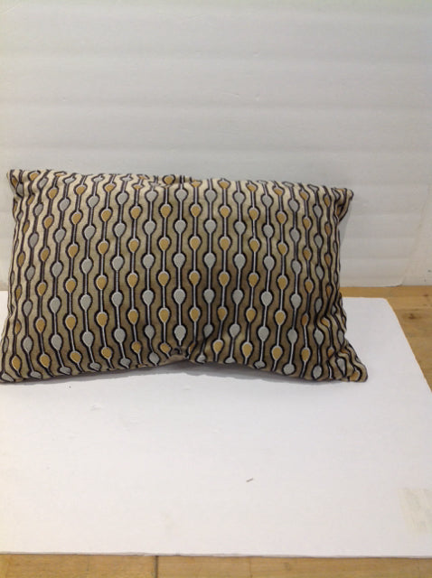 Brown Lumbar Pillow w/Gold/Tan Stripes