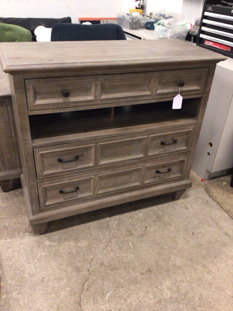 Grey Three Drawer Wood Media Dresser