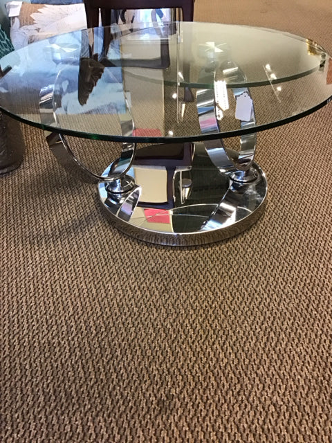 Swivel Double Glass Chrome Coffee Table