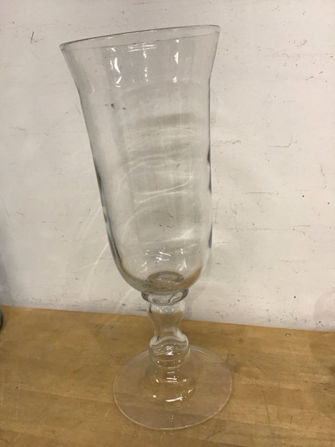 21" PB Clear Glass Pedestal Hurricane