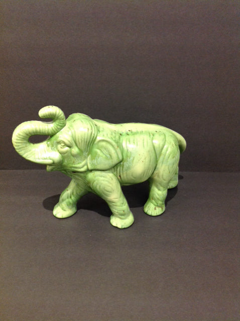 11" Green Ceramic Elephant