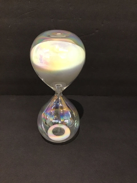 Iridescent Hourglass w/White Sand