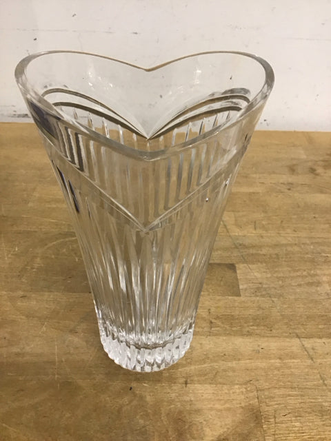 8" Vintage Ribbed Clear Glass Vase
