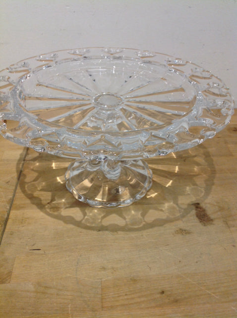 13" J L Cut Crystal Cake Stand